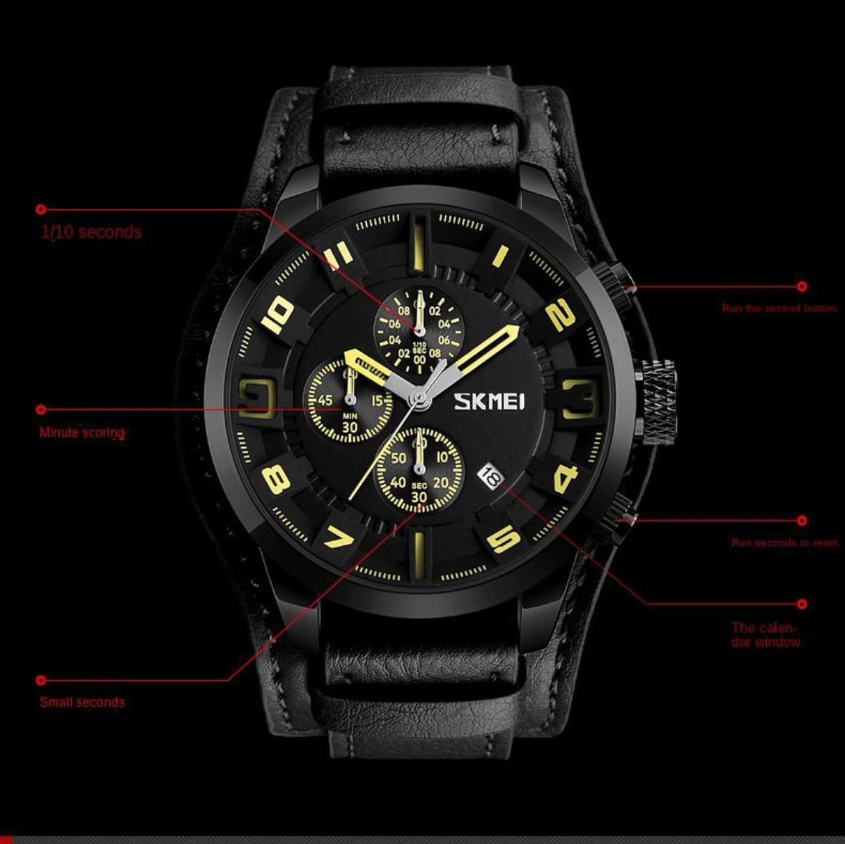 SKMEI 9165 Men's Leather Watch